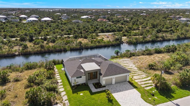 bird's eye view featuring a water view