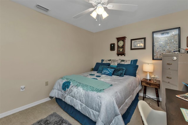 bedroom featuring carpet and ceiling fan