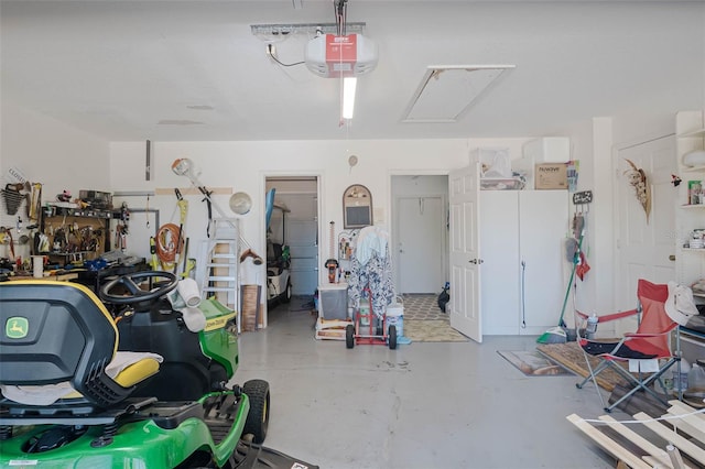 garage with a garage door opener