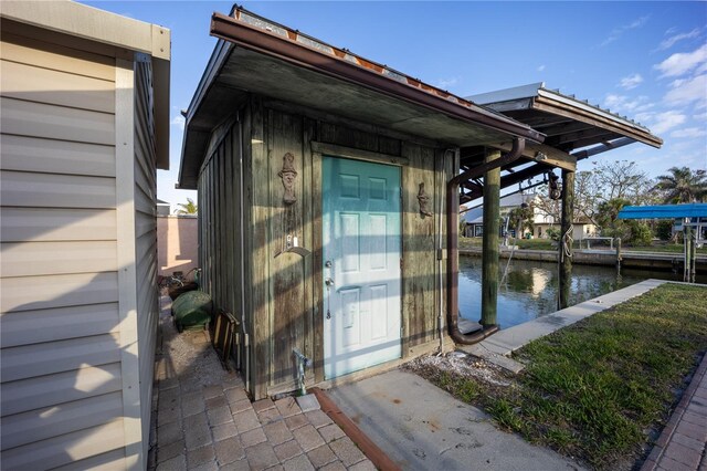 dock area featuring a water view