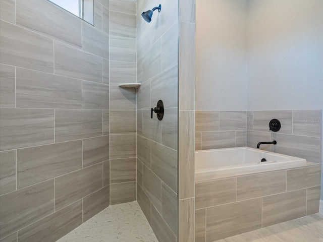 bathroom with separate shower and tub