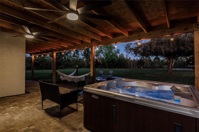 1010 Robinhood Dr, Punta Gorda, FL 33982 - view of patio / terrace with a hot tub and ceiling fan
