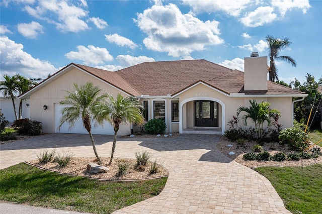 view of front of house with a garage