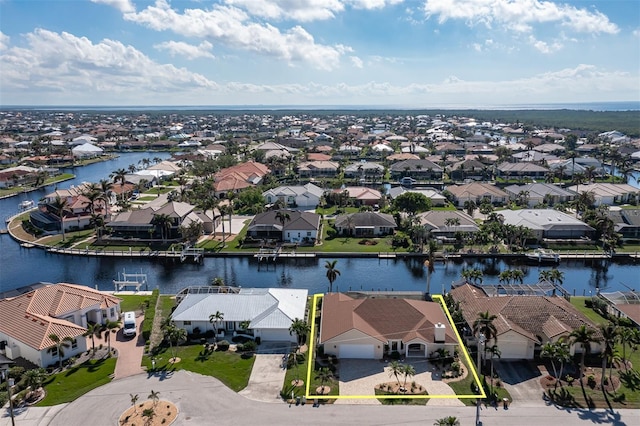 bird's eye view featuring a water view