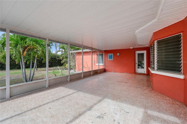 view of unfurnished sunroom