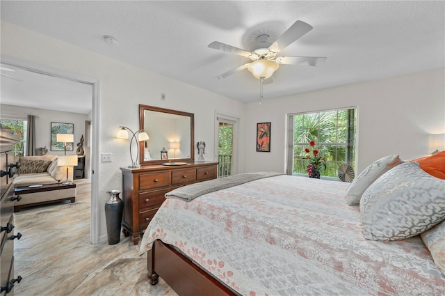 bedroom featuring ceiling fan