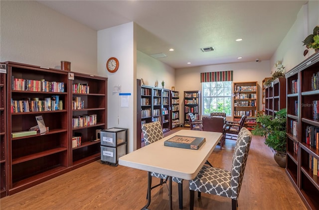 office area featuring light hardwood / wood-style floors