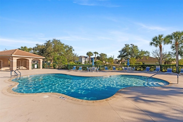 view of pool featuring a patio