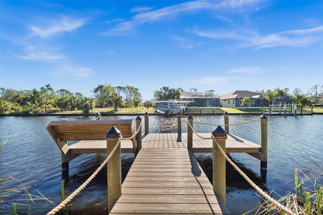 view of dock featuring a water view