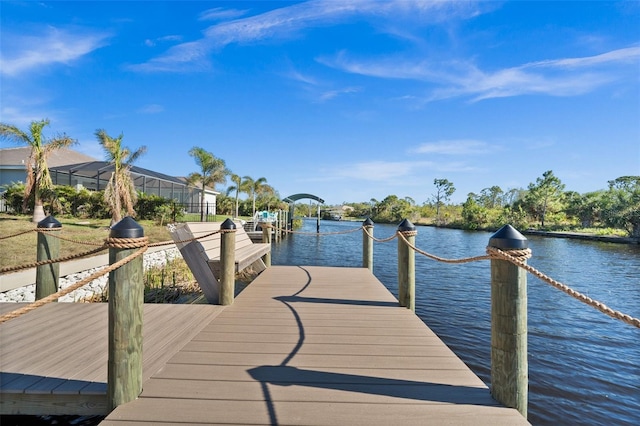 dock area featuring a water view