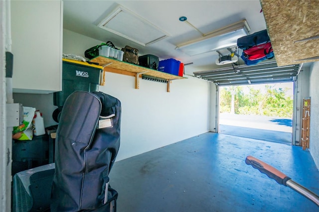 garage with a garage door opener