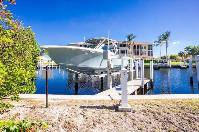 view of dock featuring a water view