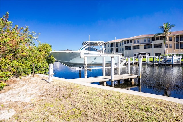 view of dock featuring a water view