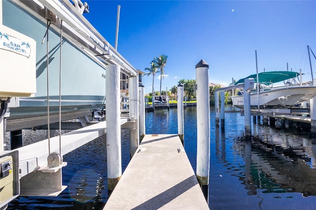 view of dock featuring a water view