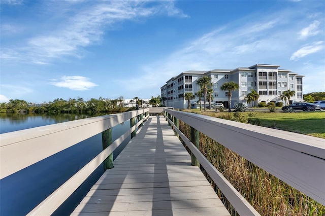 view of dock featuring a water view