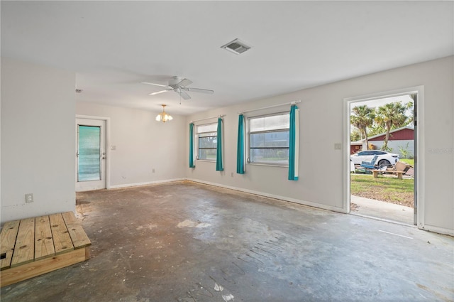 unfurnished room featuring ceiling fan