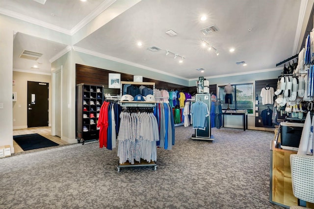 spacious closet with carpet flooring