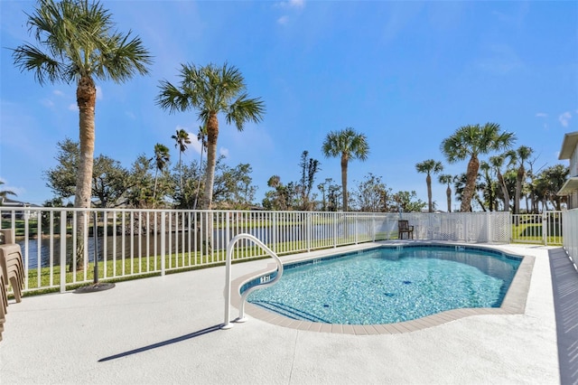 view of pool featuring a patio