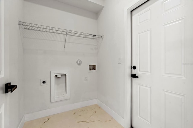 washroom featuring hookup for an electric dryer, hookup for a washing machine, and gas dryer hookup