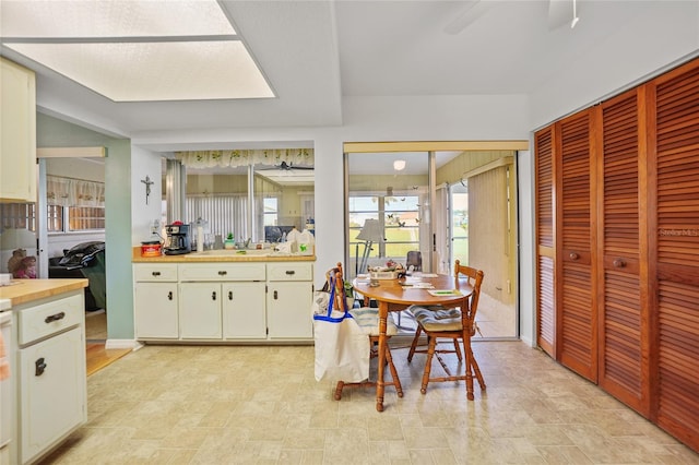 dining area featuring sink