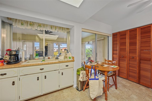 kitchen with ceiling fan and sink