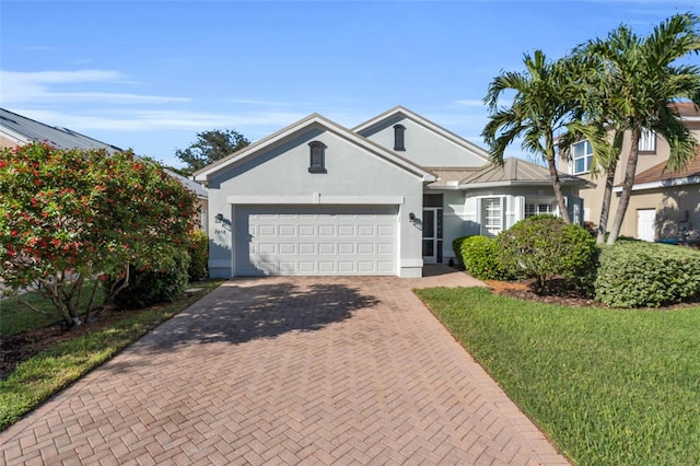 single story home with a garage