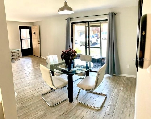 dining room with light hardwood / wood-style floors