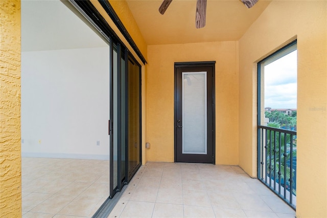 balcony with ceiling fan