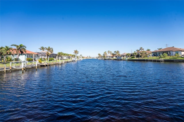 property view of water with a boat dock