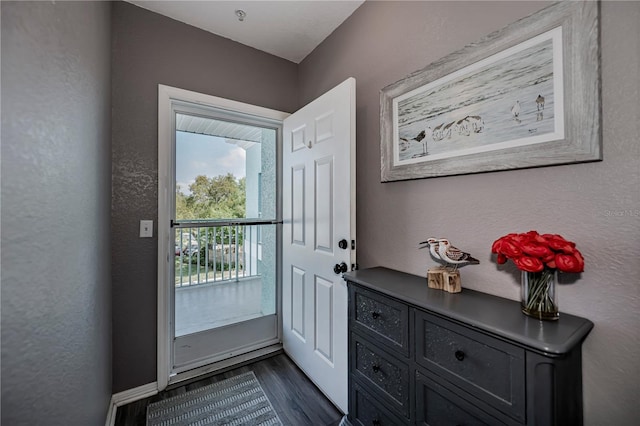 doorway to outside featuring dark hardwood / wood-style flooring