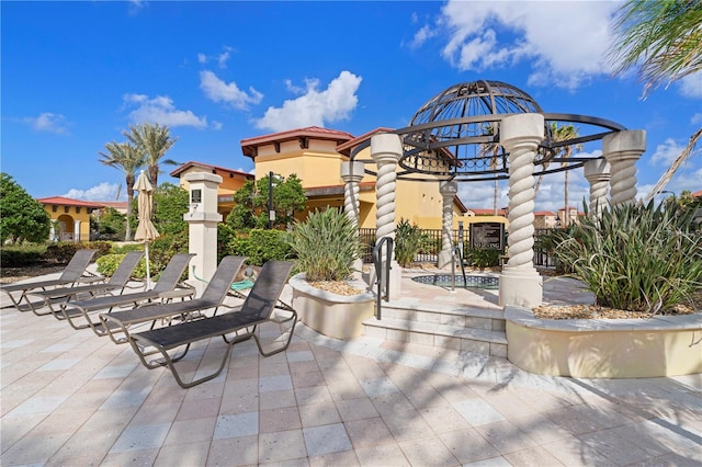 view of community featuring a patio area