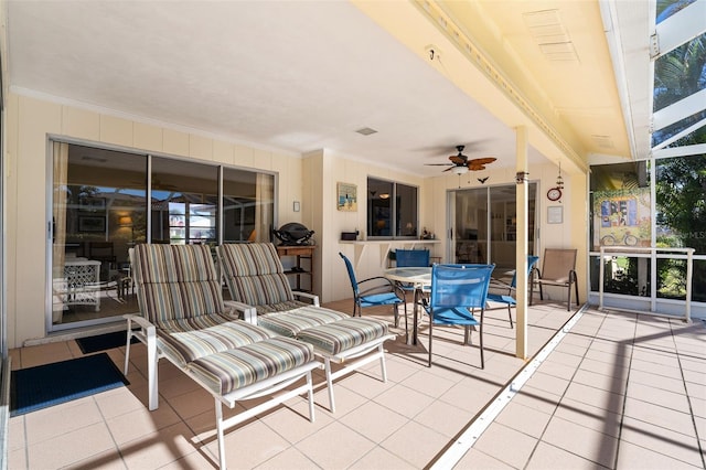 view of patio / terrace with ceiling fan and an outdoor hangout area