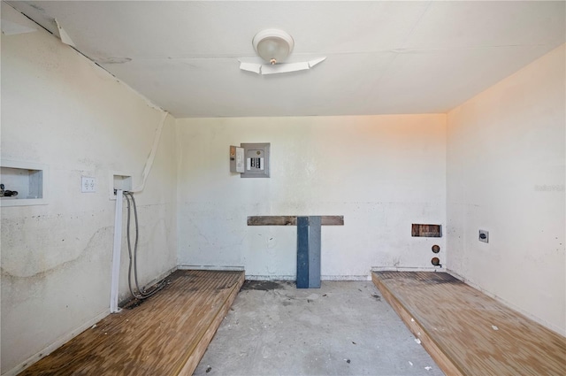 laundry room featuring electric panel and electric dryer hookup