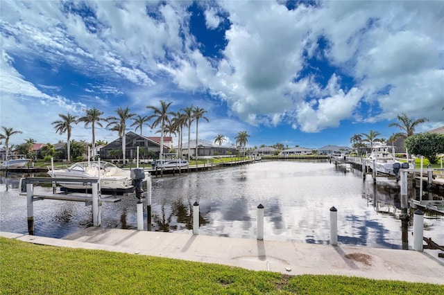 view of dock featuring a water view