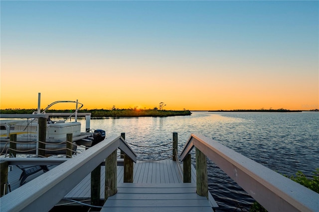 view of dock featuring a water view