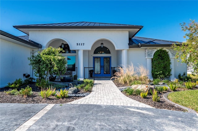 property entrance with french doors