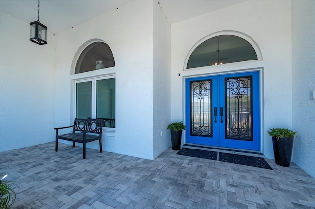 property entrance with french doors