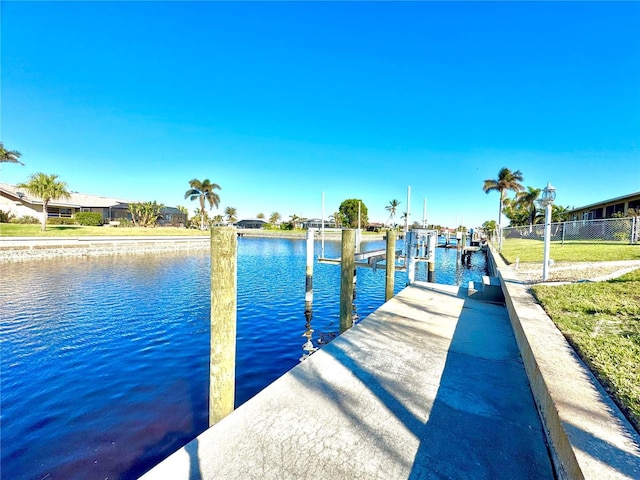 view of dock featuring a water view