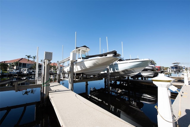 dock area featuring a water view