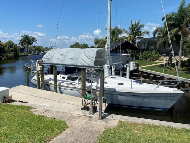 dock area featuring a water view