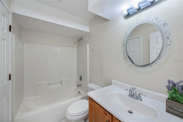 full bathroom featuring vanity, toilet, and bathing tub / shower combination