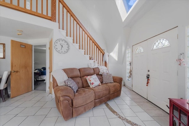 interior space with a towering ceiling and a wealth of natural light