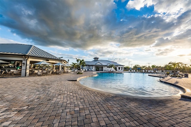 view of pool featuring a patio