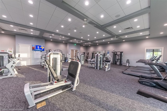 exercise room featuring carpet flooring