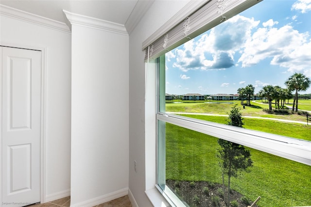 interior space with crown molding