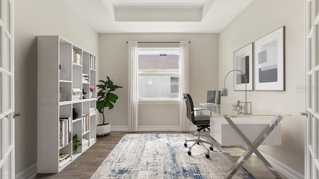 16114 Highgate St, Port Charlotte, FL 33953 - office space featuring wood finished floors and a tray ceiling