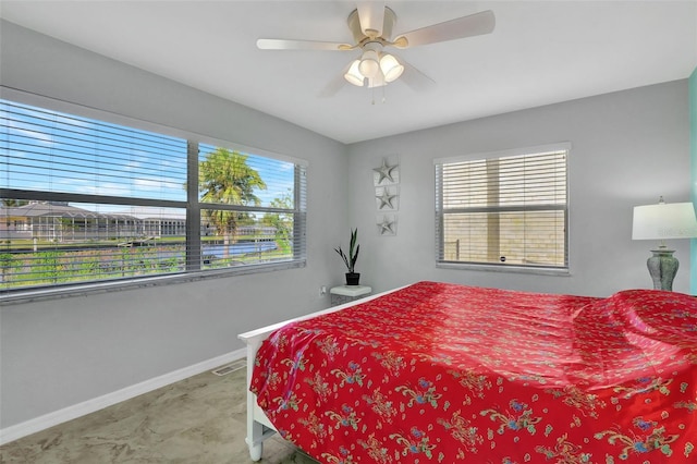 bedroom featuring ceiling fan