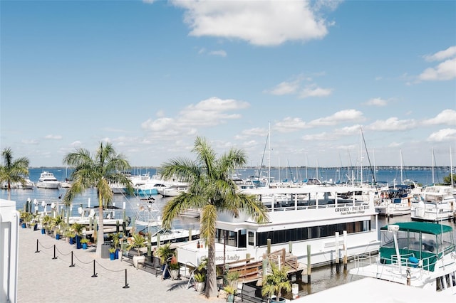 view of water feature featuring a boat dock