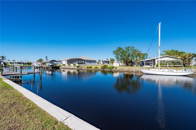 dock area featuring a water view