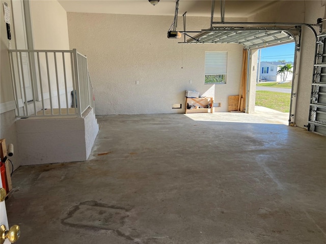 garage with a garage door opener